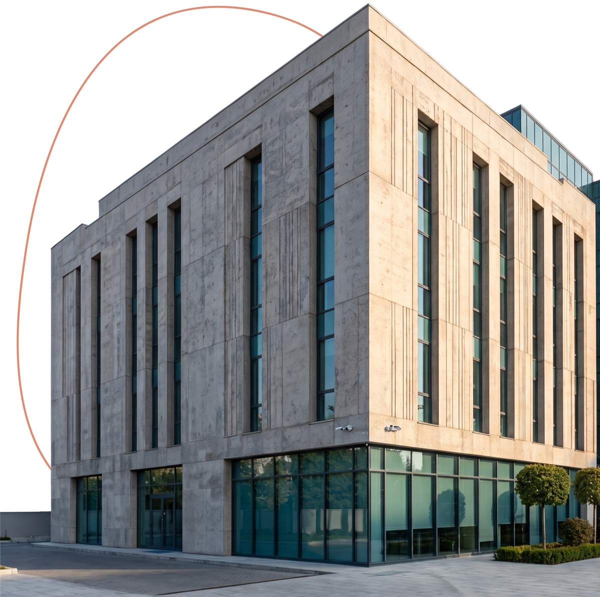 Clădire modernă de birouri, reprezentativă pentru proiecte comerciale